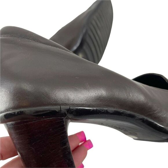 Michelle D Y2K Square Toe Heels Brown Size 10 Genuine Leather Block Heel Shoes - Picture 11 of 12